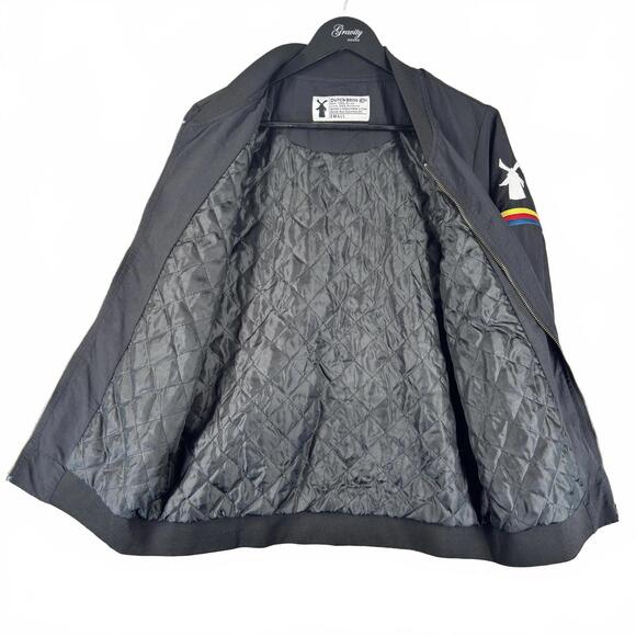 DUTCH BROS Coffee Metal Embroidered Logo Black Bomber Jacket Size Small - Picture 7 of 9